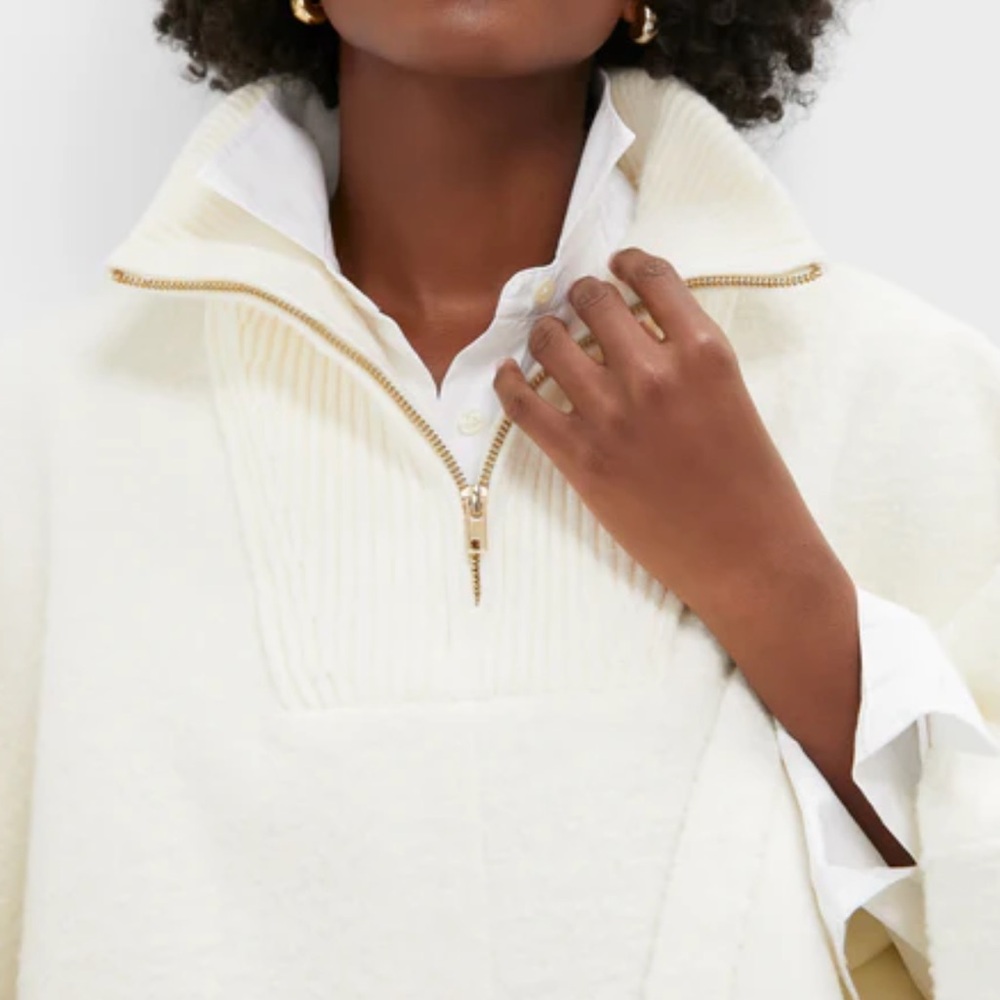 Tuckernuck Winter White Boucle High-Neck Poncho - Picture 7 of 15